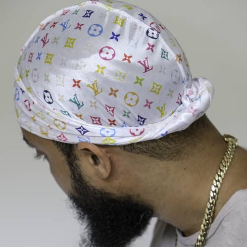 What is the Best Durag to Wear for 360 Waves - White Louis Vuitton Durag and Gold Cuban Link Chain