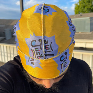 Infinity Stones Yellow Silky Durag for Locs or Dreads