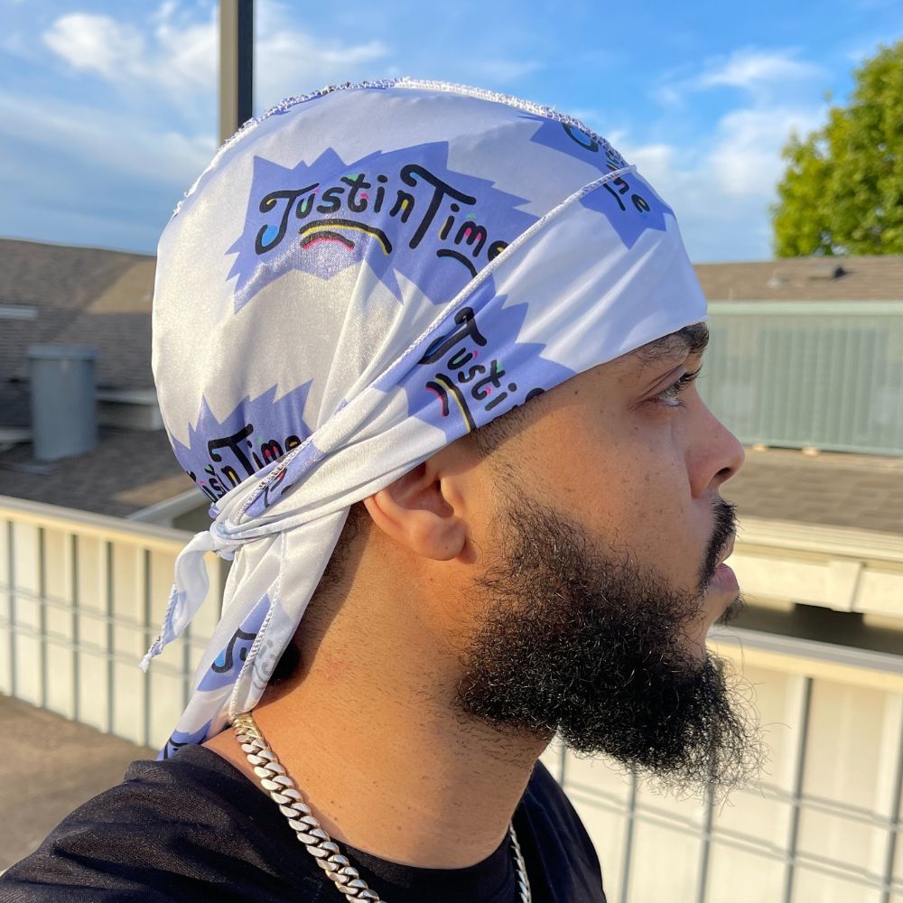 Icy White Silky Durag for 360 Waves